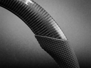 Jeep Gladiator Custom Steering Wheel - Carbon Fiber - Round Top/ Flat Bottom - Perf Leather/ Black Stitch